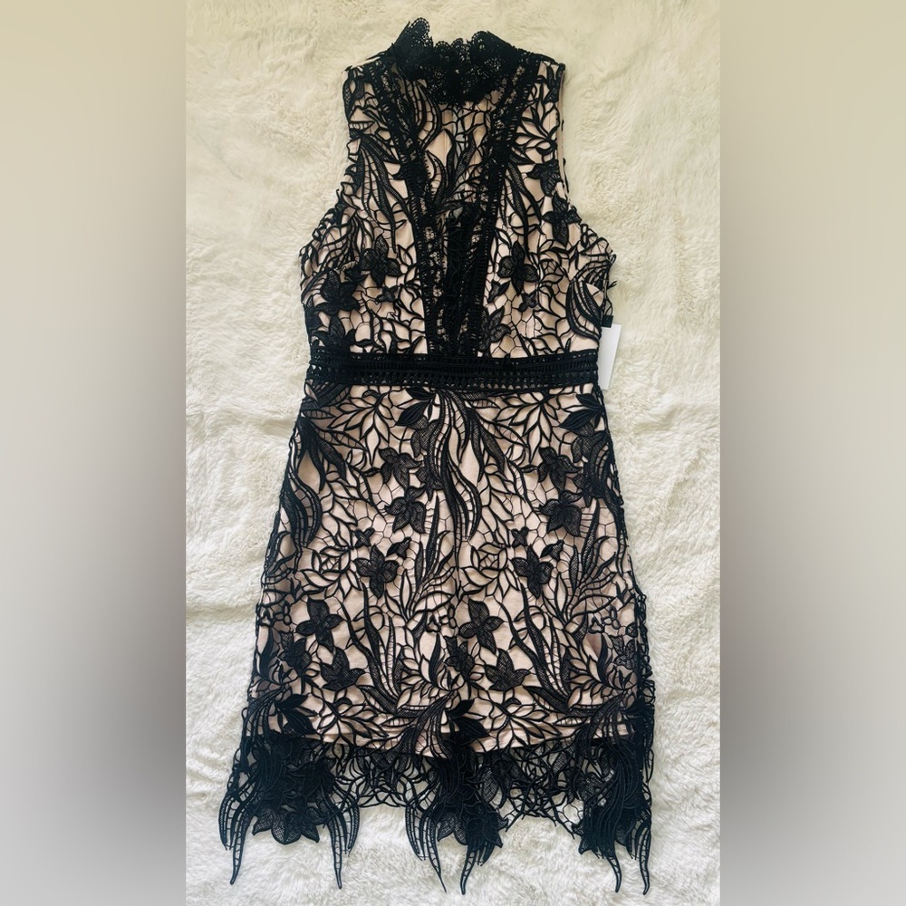 NWT ASTR The Label
Black Lace Mini Cocktail Dress
Size Medium
